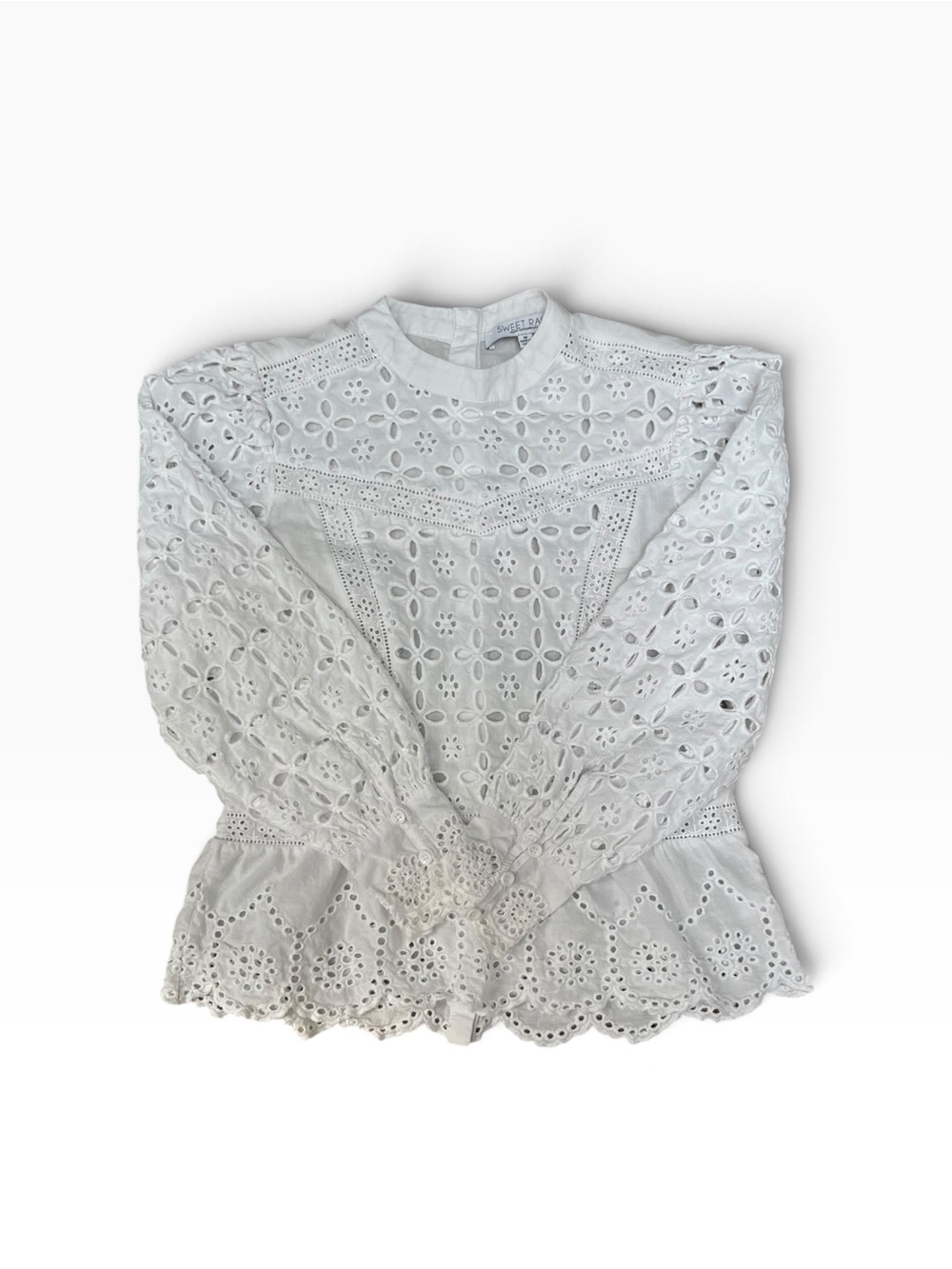Sweet Rain White Eyelet Lace Peplum Blouse